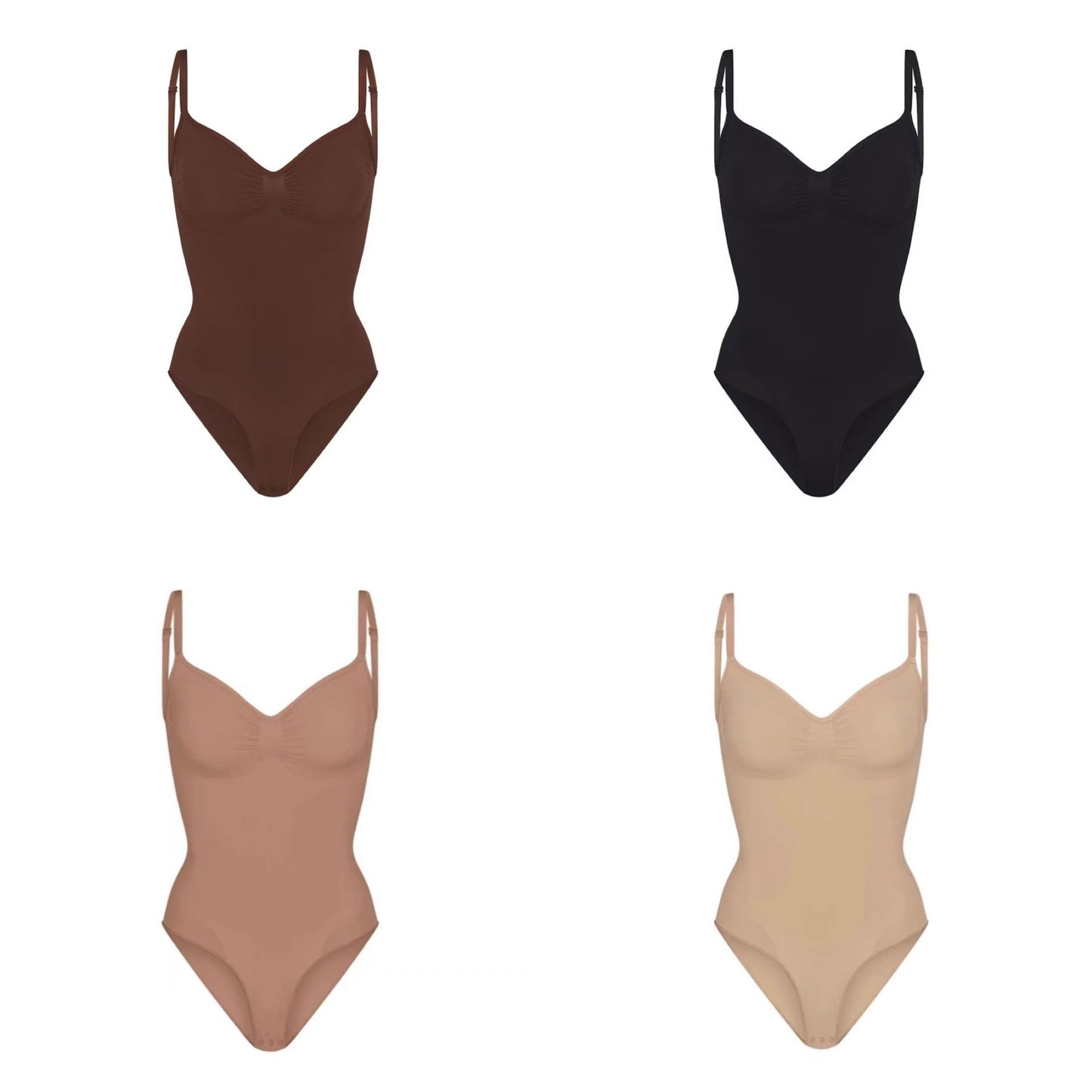 Skims Kardashian with the same sexy non-marking one-piece shapewear waist belly triangle hip thong